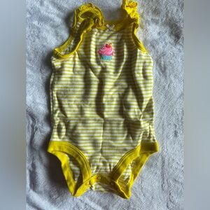 Carter's Yellow & White Striped Cupcake One-Piece Bodysuit